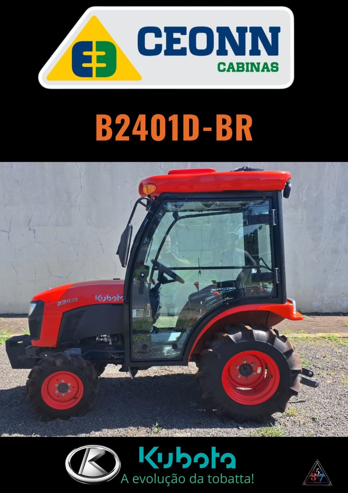 Kubota B2401D-BR com cabina Ceonn E3