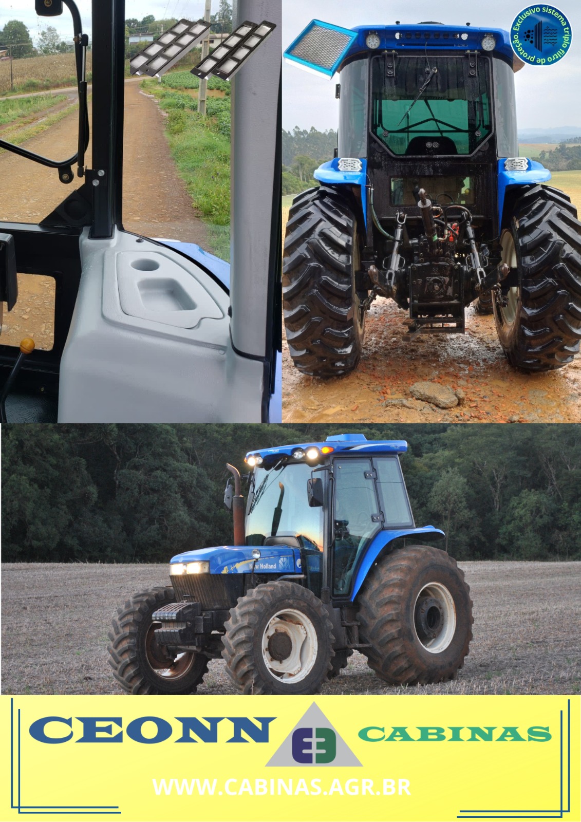 Cabina Ceonn E3 no New Holland — vistas e interior
