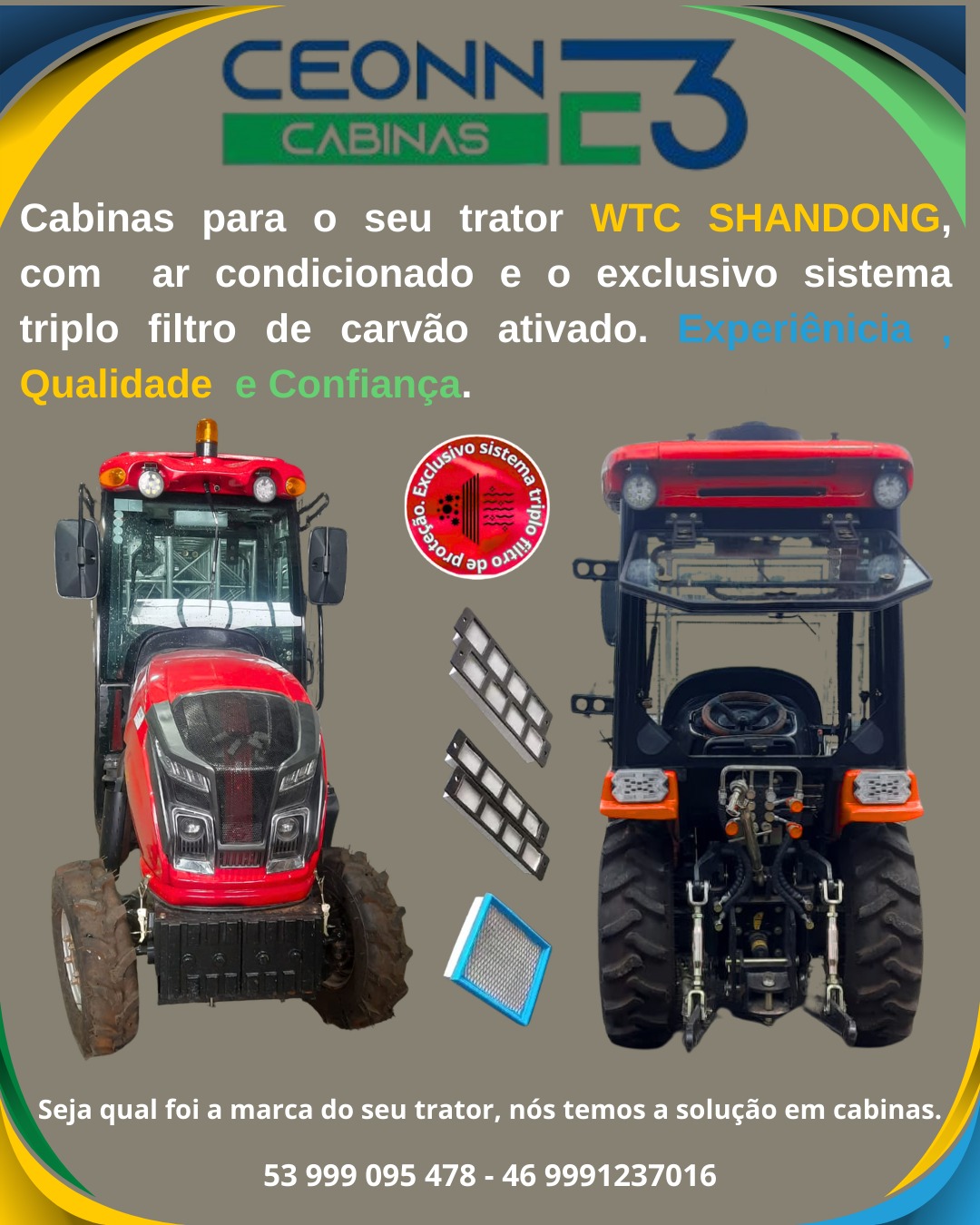 Cabina Ceonn E3 no WTC Shandong — exclusivo sistema triplo filtro de carvão ativado